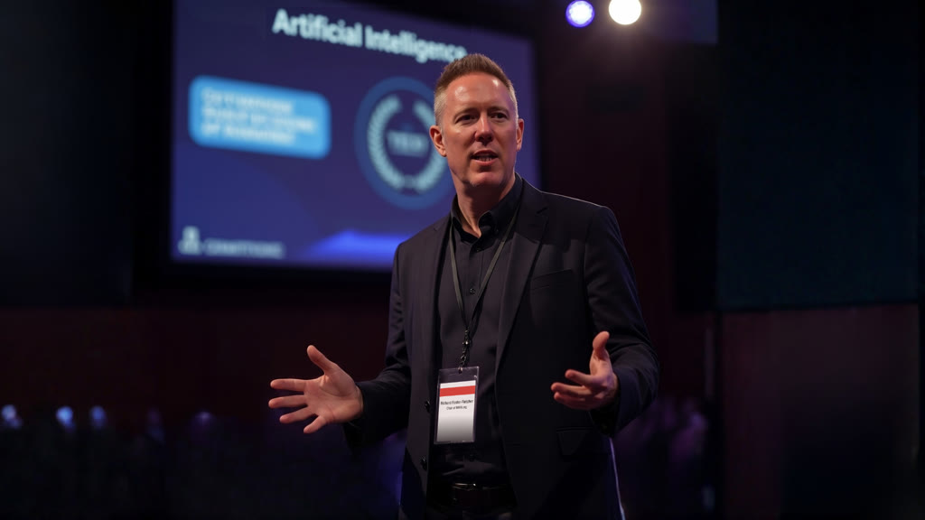 Richard Foster-Fletcher speaking on stage at a conference